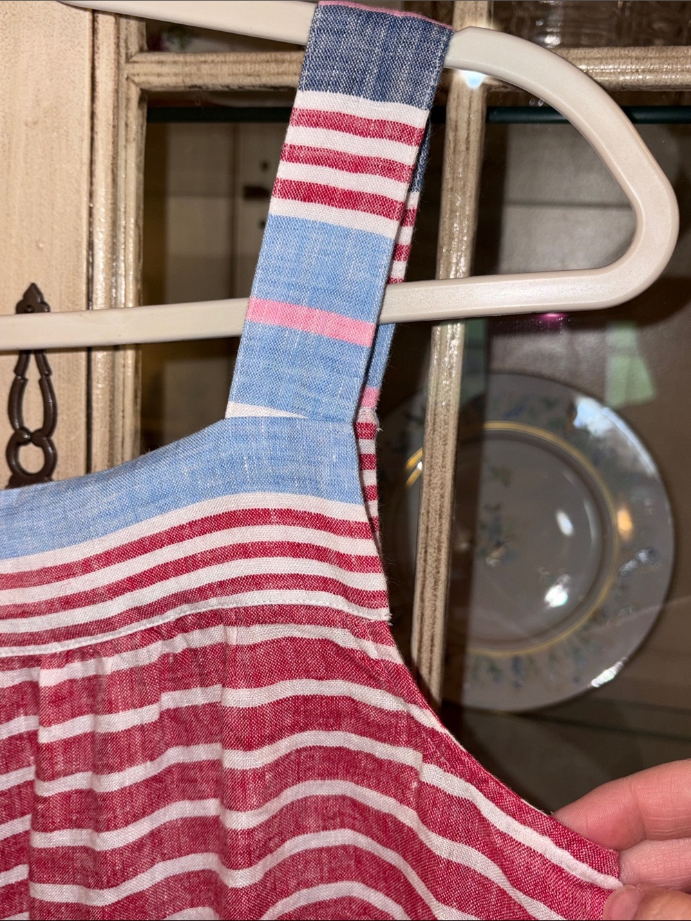 EUC Talbots 100% Linen Striped Tank Top in Red, White & Blue - Picture 5 of 7